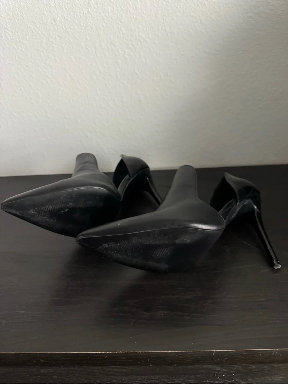 Steve Madden Black Leather Pointed-Toe Stiletto Booties Size 9.5